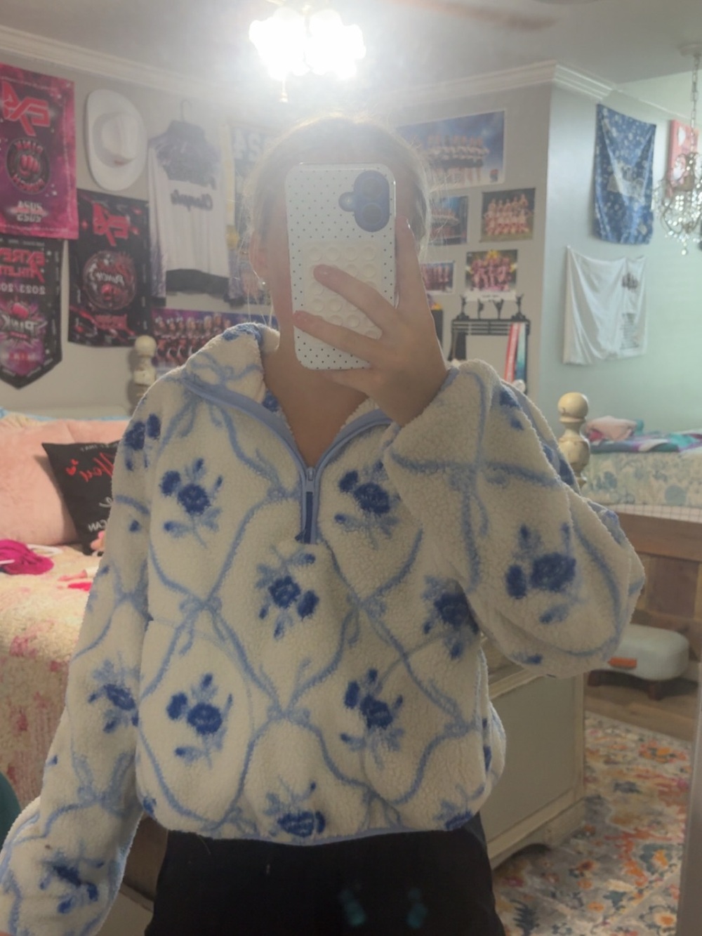 Old Navy Blue floral sherpa